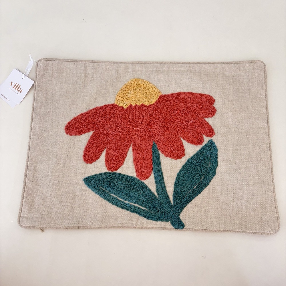 Villa‎ Classic Home Keeira Pillow Cover 14 x 20 Coral Flower Pottery Barn Beige